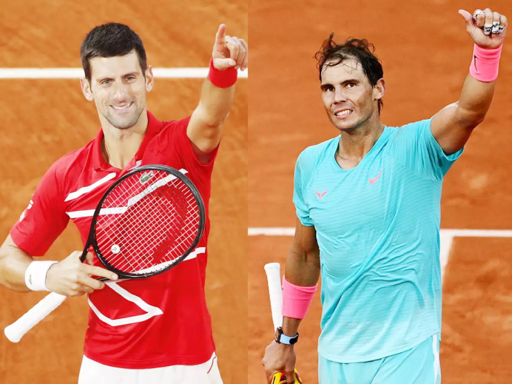 Djokovic (áo đỏ) trở lại ngôi số 1, Nadal (áo xanh) lên số 3 thế giới
