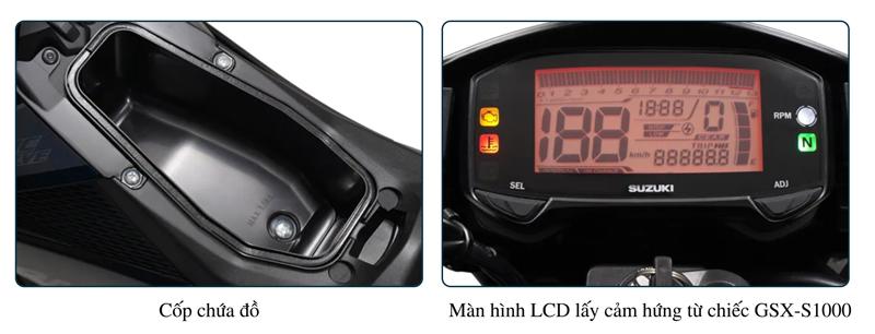 Cốp chứa đồ tiện lợi và màn hình LCD lấy cảm hứng từ chiếc GSX-S1000