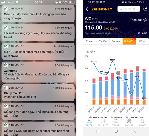 Tin tức cập nhật nhất sẽ được app 24hMoney thông báo tới nhà đầu tư