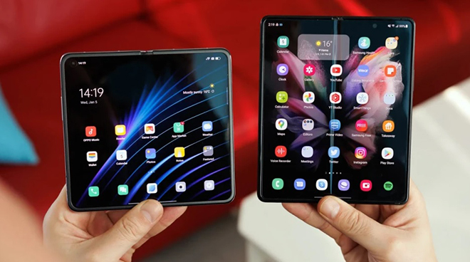 Oppo Find N và&nbsp;Galaxy Z Fold 3.