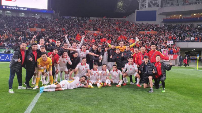Tối 29/3, đội tuyển Việt Nam hòa Nhật Bản với tỷ số 1-1 như một lời chào tạm biệt vòng loại cuối World Cup 2022. Ảnh: Nhật Đoàn.