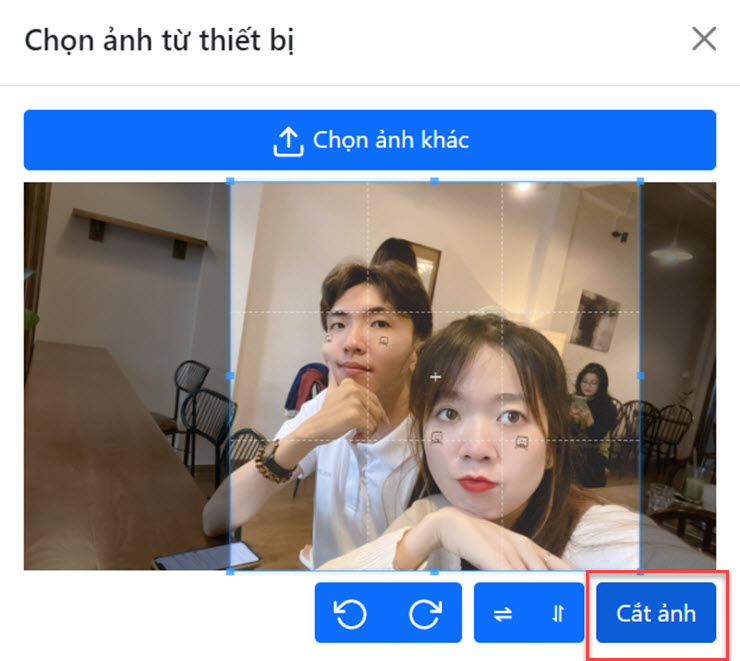 Tùy chỉnh khung hình sao cho hợp lý và bấm Cắt ảnh.