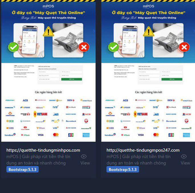Một số trang web lừa đảo, đánh cắp thông tin khách hàng Ảnh: SƠN NHUNG