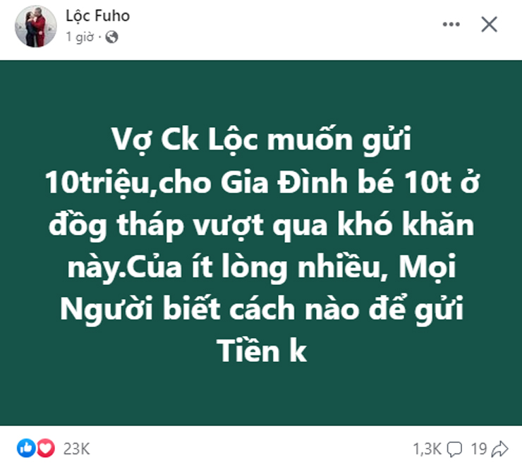 YouTuber Lộc Fuho gửi lời chia buồn&nbsp;và san sẻ với gia đình của bé