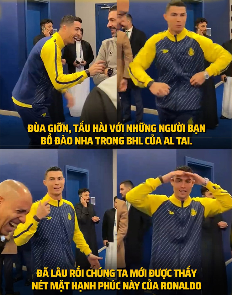 Ronaldo vui vẻ trong màu áo mới.