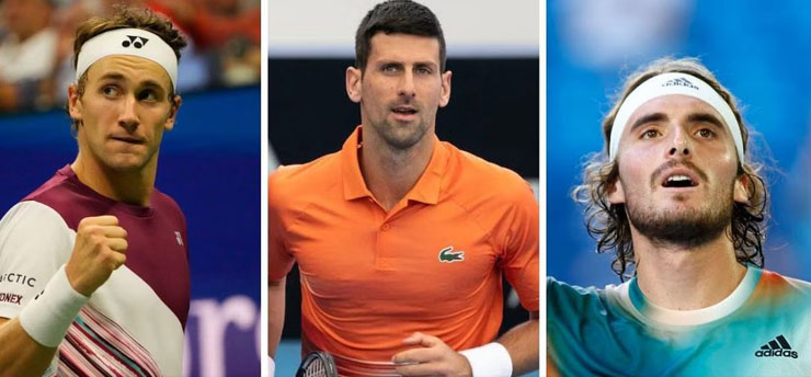 Casper Ruud, Novak Djokovic và Stefanos Tsitsipas đều có cơ hội leo lên ngôi số 1 thế giới sau Úc mở rộng năm nay