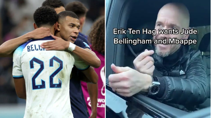 HLV Ten Hag đùa vui về việc MU muốn có cả Bellingham và Mbappe