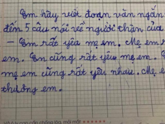 Cậu bé tiểu học làm văn về tình cảm mẹ con cực ”bá đạo”, ai đọc xong cũng phải cười sặc sụa