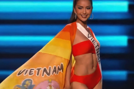 Ngọc Châu diện bikini diễn bán kết Hoa hậu Hoàn vũ 2022