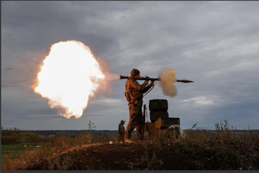 Tân binh Nga huấn luyện tại thao trường thuộc tỉnh Rostov. ẢNH: REUTERS