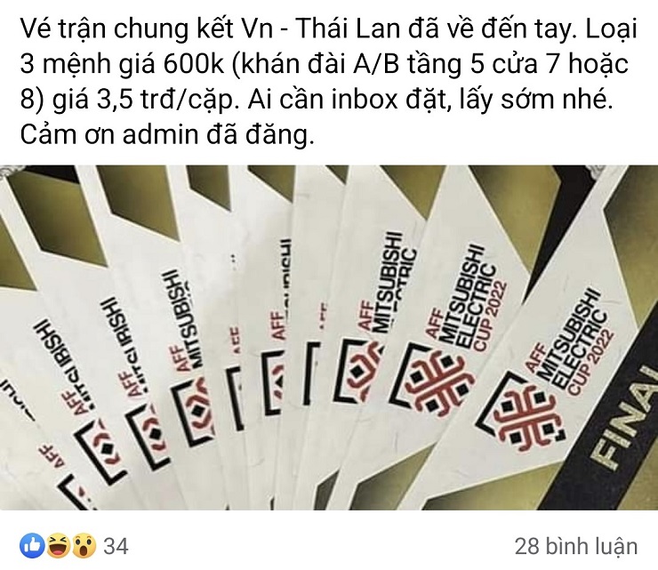 Vé trận chung kết Việt Nam – Thái Lan bất ngờ “đại hạ giá” trên chợ online - 2