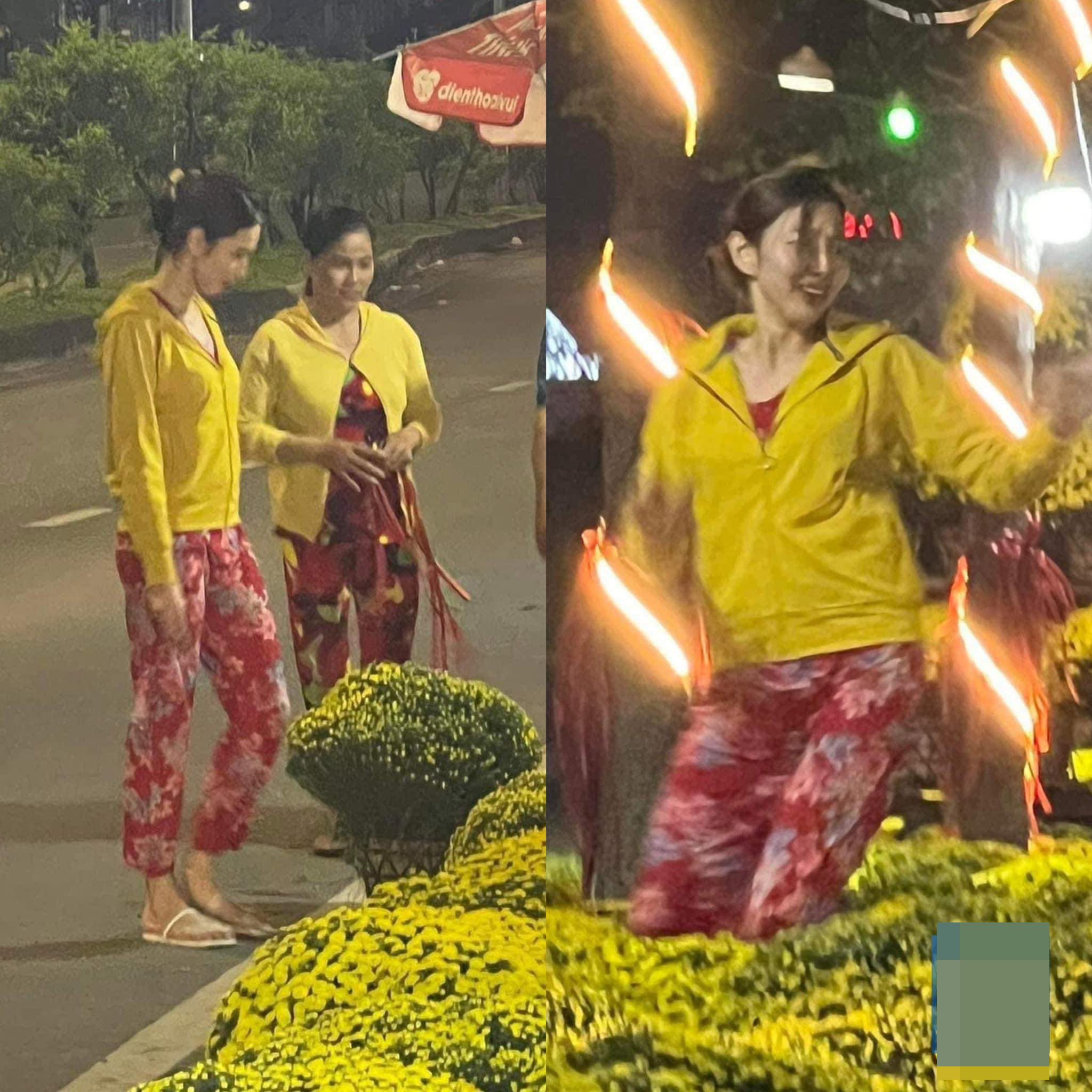 Thùy Tiên mặc đồ bộ giản dị đi chợ hoa gần dịp Tết Nguyên đán.
