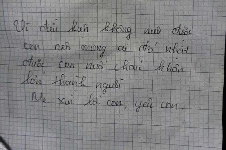 Tấm giấy của mẹ để lại với con.