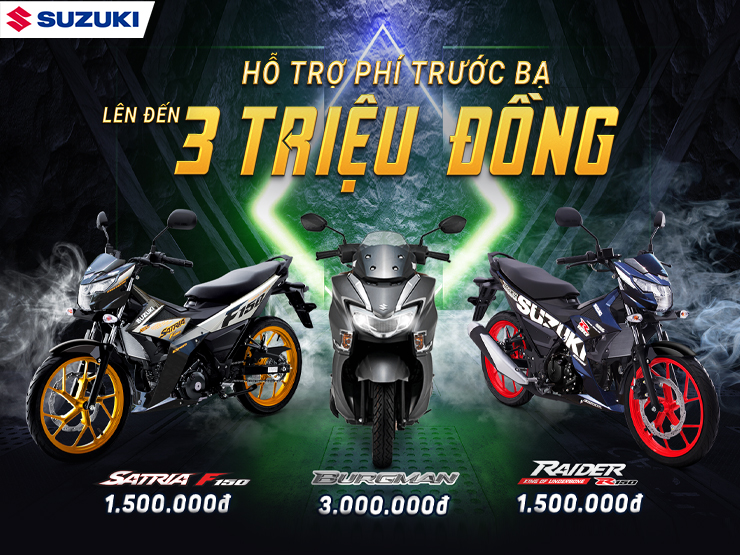 Suzuki hỗ trợ phí trước bạ lên đến 3 triệu đồng trong dịp khởi đầu năm mới.