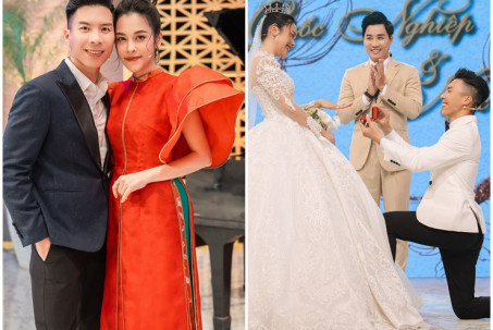 Osen Ngọc Mai mặc váy cưới, được chồng cầu hôn trên sóng truyền hình