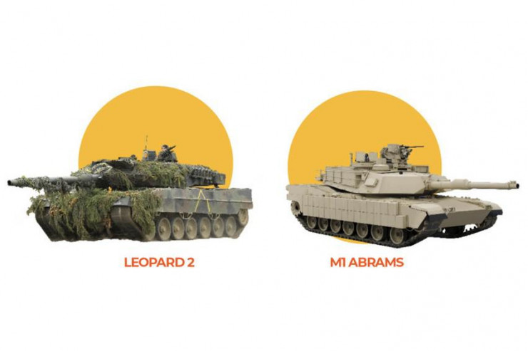 Xe tăng Leopard 2 của Đức và M1 Abrams của Mỹ. Ảnh: AL-JAZEERA