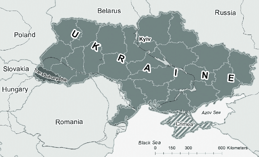 Vùng Transcarpathia trên bản đồ Ukraine (ảnh: RT)