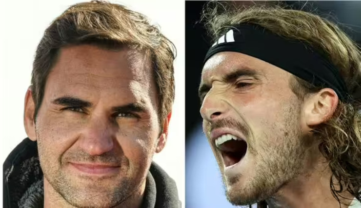 Tsitsipas (phải) được khuyên hãy tham vấn ý kiến của Federer để trở nên hoàn hảo hơn