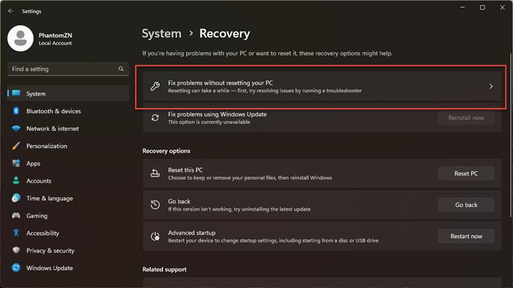 Windows 11 sắp có tùy chọn sửa lỗi tức thì cho hệ thống.