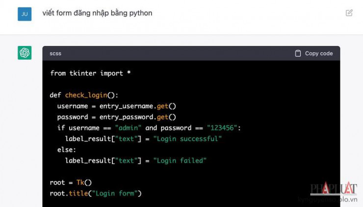 Viết form đăng nhập bằng Python. Ảnh: MINH HOÀNG