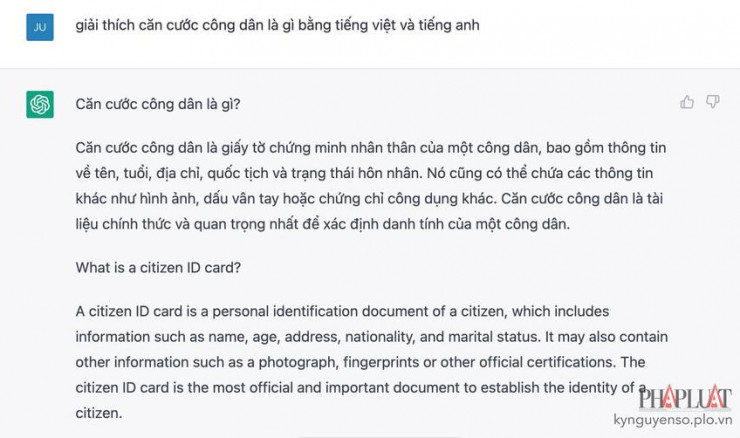 Yêu cầu ChatGPT giải thích một nội dung bất kỳ bằng nhiều ngôn ngữ cùng lúc. Ảnh: MINH HOÀNG