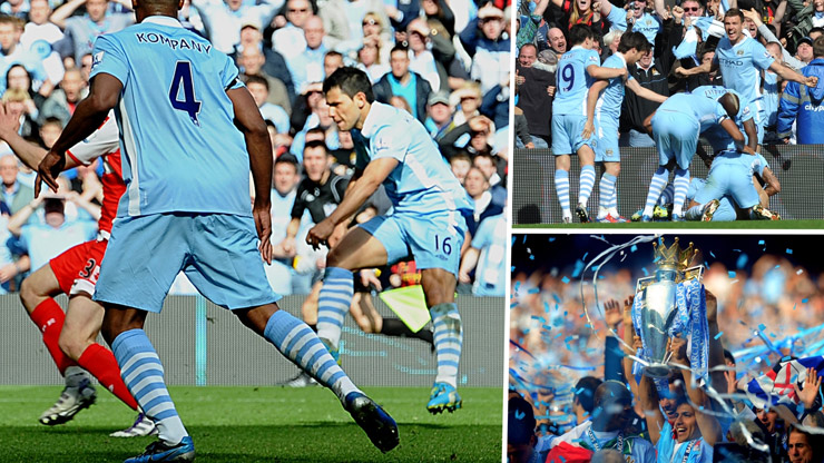 Sergio Aguero từng ghi bàn phút 90+4 giúp Man City thắng kịch tính QPR 3-2 ở vòng đấu cuối cùng để lên ngôi vô địch giải Ngoại hạng Anh mùa giải 2011/12 dù đã có lúc họ kém MU đến 8 điểm