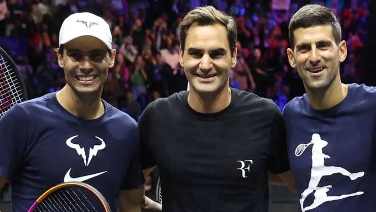 Djokovic (phải) khó tạo được tình cảm tốt đẹp với Nadal (trái) như Federer (giữa) làm được