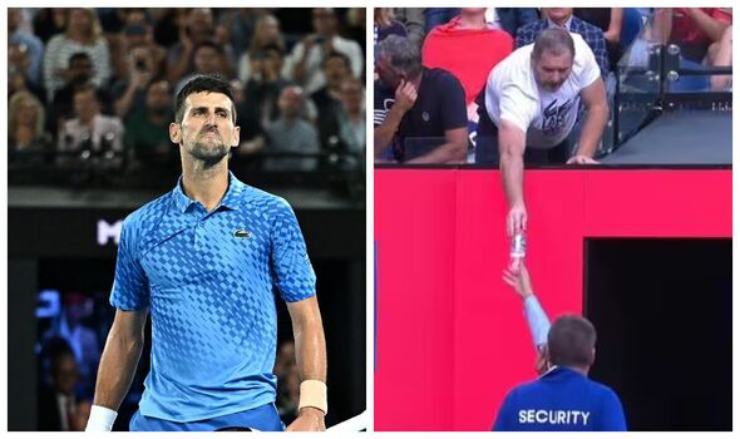 Djokovic sử dụng "chai nước thần" được ban huấn luyện đưa cho giữa các trận đấu