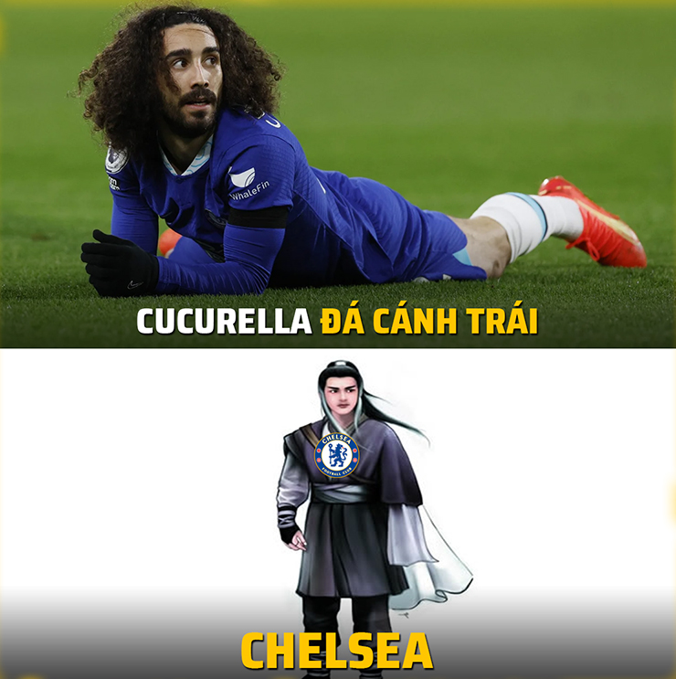 Hình ảnh Chelsea khi Cucurella đá cánh trái.