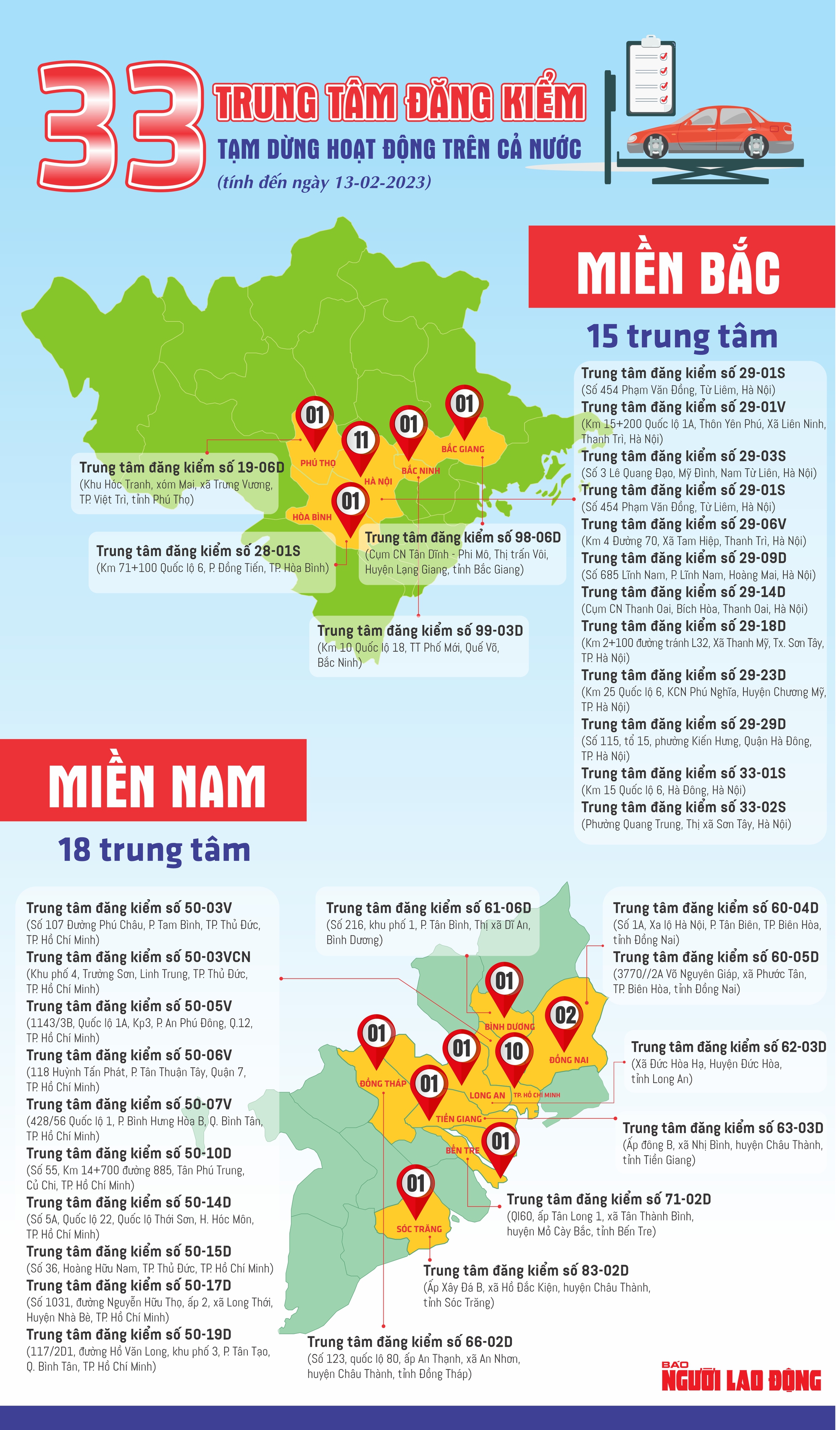 [Infographic] - Danh sách 33 trung tâm đăng kiểm bị tạm dừng hoạt động - 1