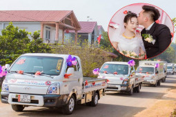Chú rể Nghệ An đem 20 xe tải đi rước dâu khiến cả họ nhà gái bất ngờ
