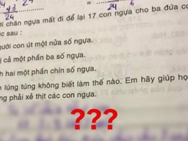 Bài toán ”17 con ngựa chia đều cho 3 anh em”, lời giải của bạn nhỏ khiến netizen thán phục