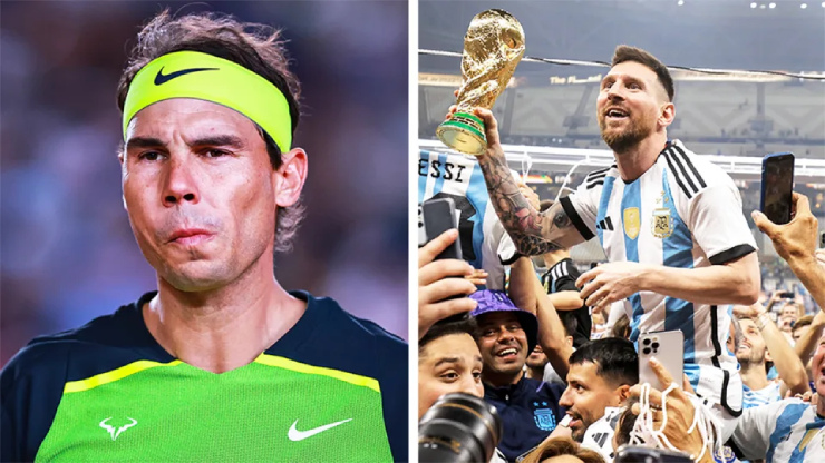 Nadal (trái) muốn nhường danh hiệu Laureus 2022 cho Messi (phải)