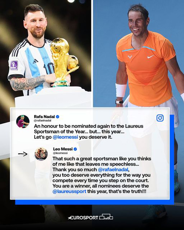 Messi và Nadal khen lẫn nhau