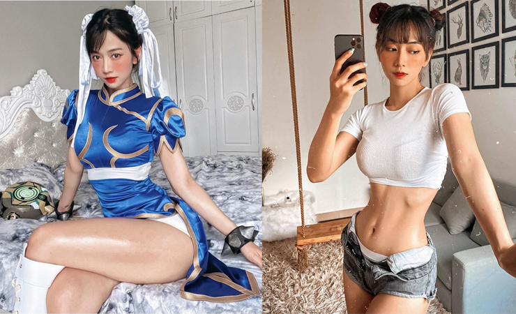 Không ít lần khi cosplay nhân vật, Lê Bống luôn để lộ đôi chân săn chắc nhờ quá trình tập gym bền bỉ.
