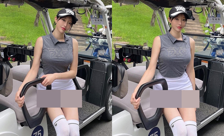 Khi tới sân golf cô mặc váy khá ngắn nên khó tránh khỏi tình huống kém duyên.&nbsp;
