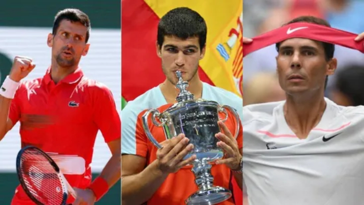 Alcaraz (giữa) không có vấn đề gì sau nhận xét của Djokovic (trái)