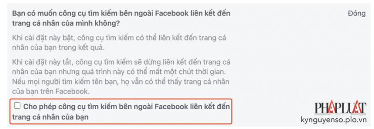 Không cho phép hồ sơ Facebook hiển thị trên các công cụ tìm kiếm. Ảnh: TIỂU MINH