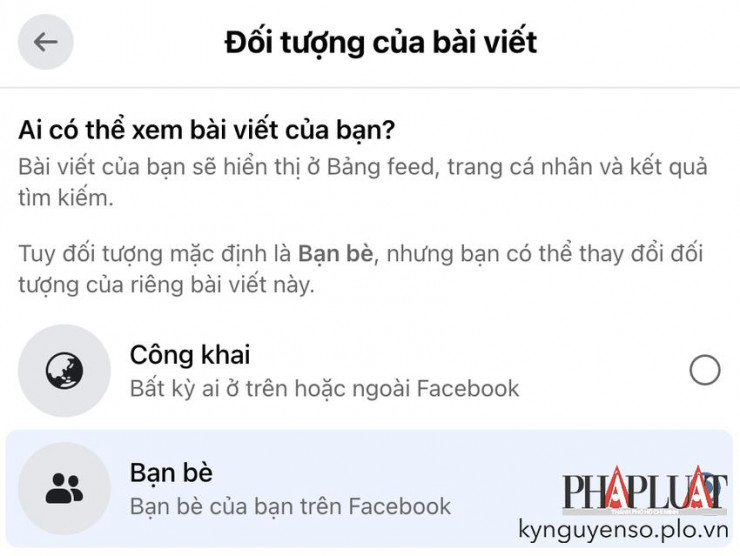 Thiết lập nhóm người có thể xem bài viết của bạn. Ảnh: TIỂU MINH