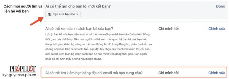 Giới hạn người khác có thể tìm thấy bạn trên Facebook. Ảnh: TIỂU MINH