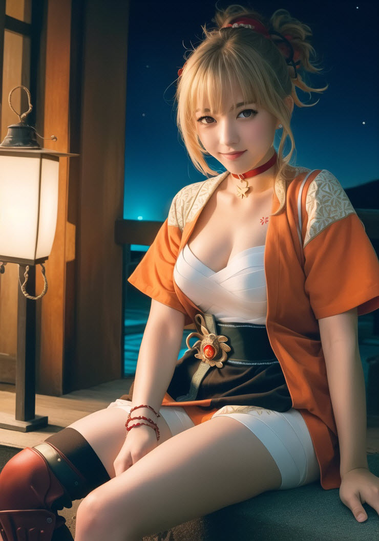 "Đổ gục" trước hình hình họa cosplay Yoimiya game Genshin Impact được vẽ vị AI - 11