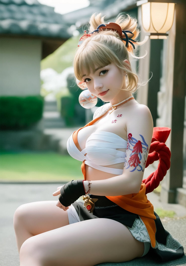 "Đổ gục" trước hình hình họa cosplay Yoimiya game Genshin Impact được vẽ vị AI - 12