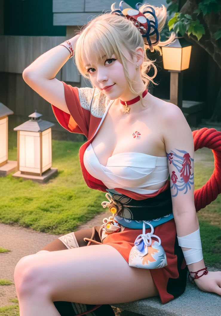 "Đổ gục" trước hình hình họa cosplay Yoimiya game Genshin Impact được vẽ vị AI - 13