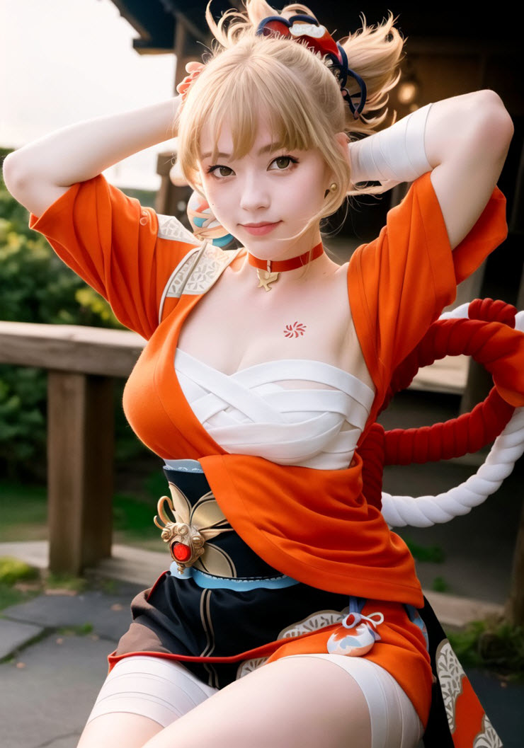 "Đổ gục" trước hình hình họa cosplay Yoimiya game Genshin Impact được vẽ vị AI - 14