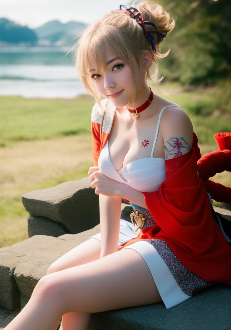 "Đổ gục" trước hình hình họa cosplay Yoimiya game Genshin Impact được vẽ vị AI - 6