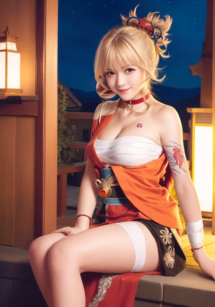 "Đổ gục" trước hình hình họa cosplay Yoimiya game Genshin Impact được vẽ vị AI - 8