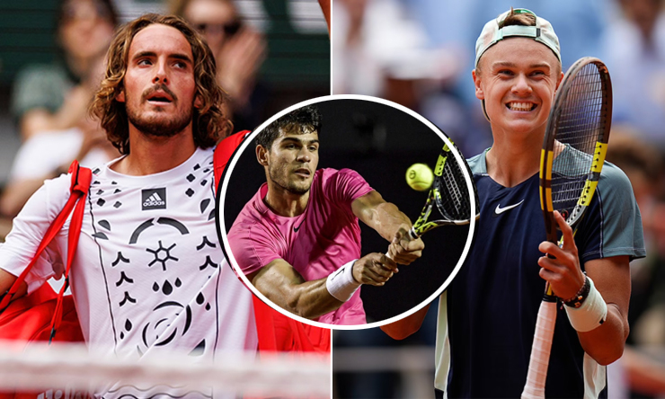 Tsitsipas (bên trái), Alcaraz (giữa) và Rune (bên phải) được Nole xác định là những người có thể đua số 1 thế giới