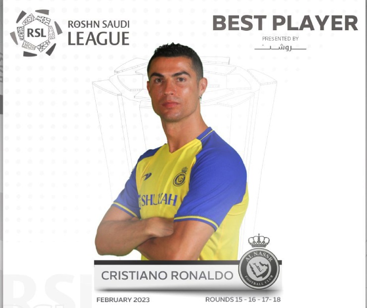 Ronaldo đoạt giải "Cầu thủ xuất sắc nhất tháng 2" của&nbsp;Saudi Pro League