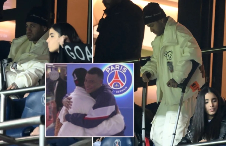 Neymar chống nạng tới sân trong ngày Mbappe trở thành chân sút vĩ đại nhất lịch sử PSG