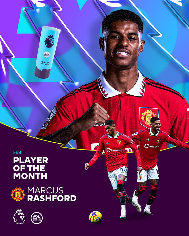 Rashford nhận giải thưởng cầu thủ hay nhất tháng 2 Ngoại hạng Anh